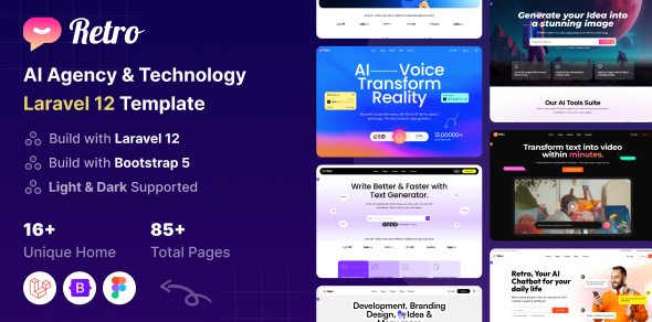 Retro - AI Agency & Technology Laravel 12 Template - Landing Pages Marketing