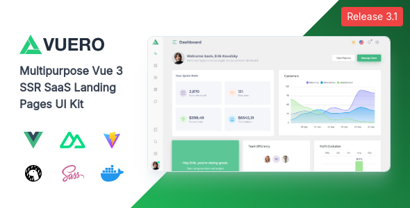 Vuero - Vuejs, Nuxt, Electron - Admin and Webapp UI Kit - Admin Templates Site Templates