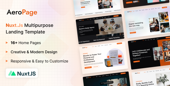 AeroPage - Nuxt.JS Multipurpose Landing Page Template - Nuxt.js Jamstack