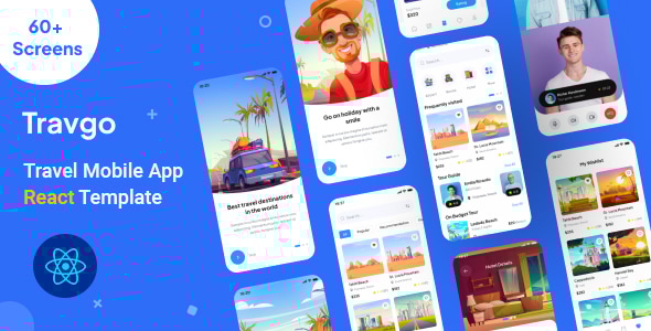 Travgo - Travel Mobile App React Next js Template - Mobile Site Templates