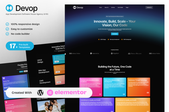 Devop - App Development and Software House Elementor Template Kit for Tech Companies - Technology & Apps Elementor