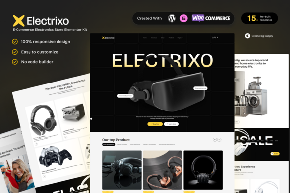 Electrixo - E-Commerce Electronics Store Elementor Template Kit for Gadgets and Tech Retail - Shopping & eCommerce Elementor