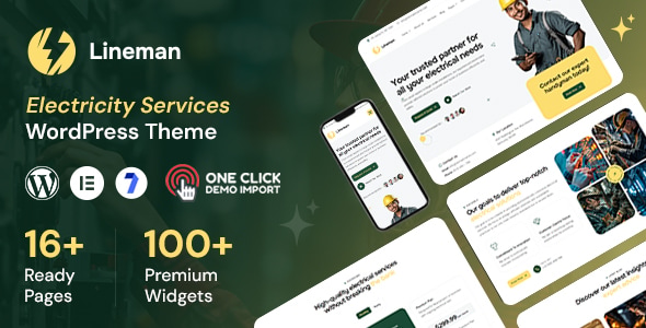 Lineman - Electrician Services WordPress Theme - Business Corporate