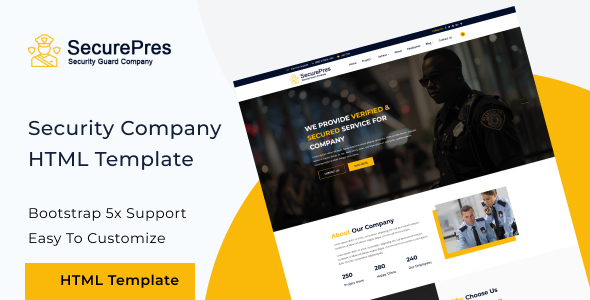 Securepress - Security Company HTML Responsive Template - Corporate Site Templates