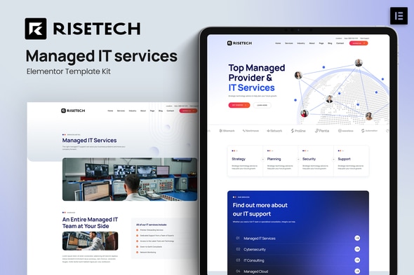 Risetech - Managed IT Services Elementor Template Kit - Business & Services Elementor