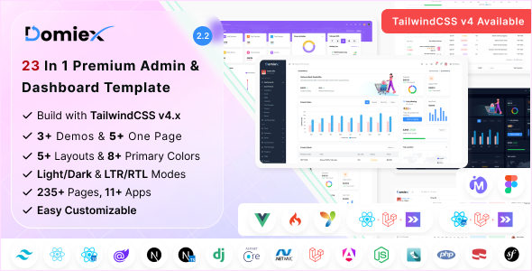 Domiex - Admin & Dashboard Template - Admin Templates Site Templates