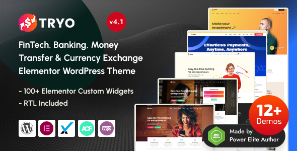 Tryo - FinTech, Banking, Money Transfer & Currency Exchange Elementor WordPress Theme - Business Corporate