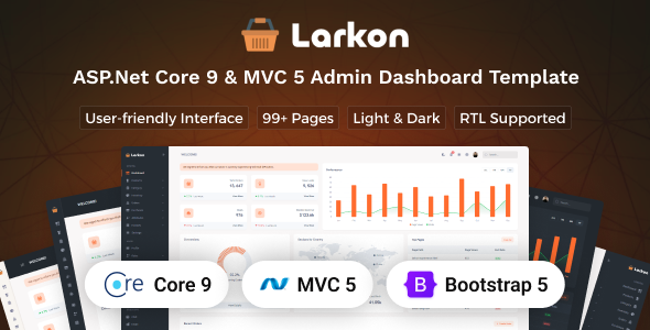 Larkon - ASP.Net Core 9 & MVC 5 Ecommerce Management Admin & Dashboard Template - Admin Templates Site Templates