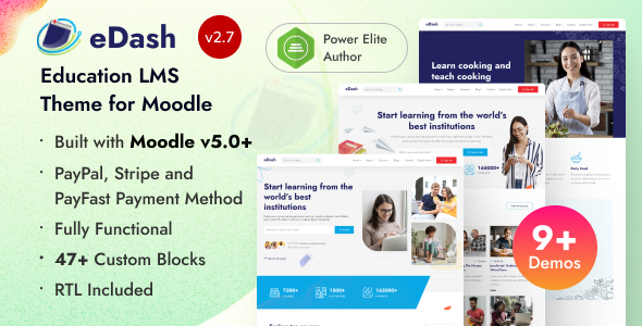 eDash - Education LMS Theme for Moodle 5 - Moodle CMS Themes