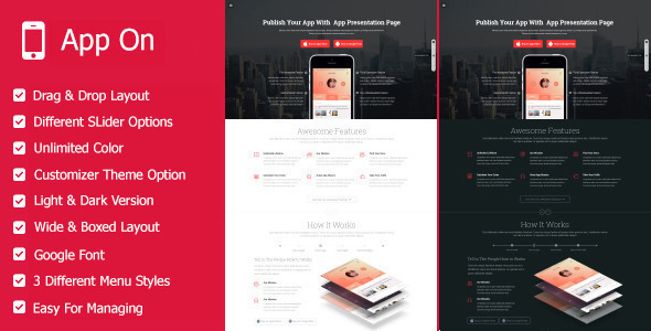 App on - Landing Pages WordPress Theme - Marketing Corporate