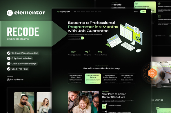 Recode - Coding Bootcamp Elementor Template Kit by Rometheme | ThemeForest