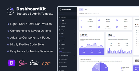 DashboardKit Admin Dashboard Template - Admin Templates Site Templates