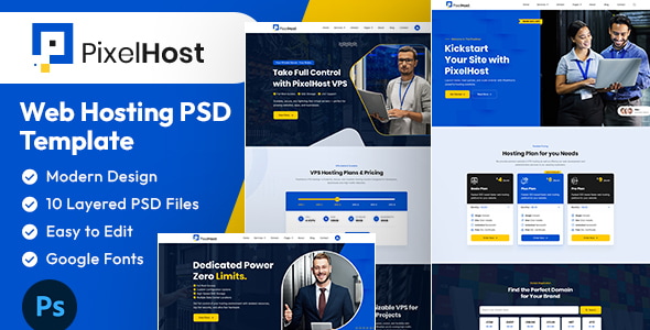 PixelHost | Web Hosting PSD Template - Hosting Technology