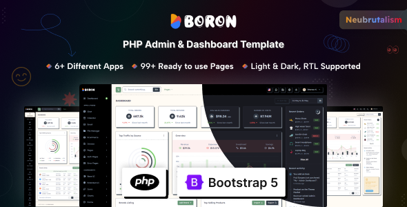 Boron - PHP Admin & Dashboard Template - Admin Templates Site Templates