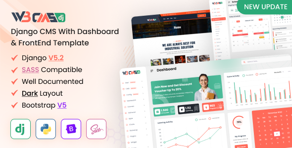 W3CMS - Pre-Build Django CMS Admin + Frontend - Admin Templates Site Templates