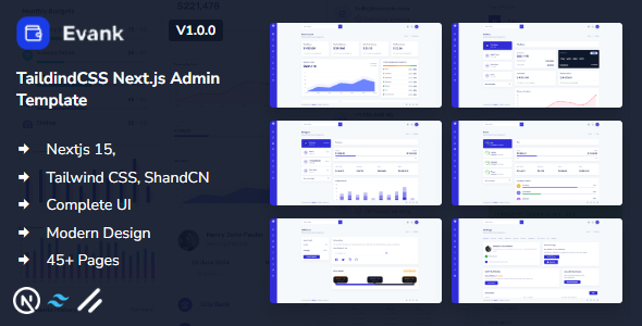 Evank - Tailwind CSS Next.js Admin Template - Admin Templates Site Templates
