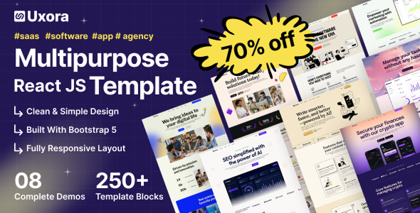 Uxora - Software, SaaS & Startup React JS Template - Technology Site Templates