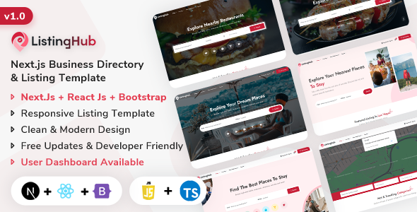 ListingHub - Next.js Business Directory & Listing Template (Javascript + Typescript) - Business Corporate