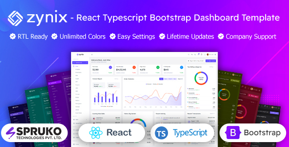 Zynix - React Typescript Bootstrap Admin Dashboard Template by SPRUKO
