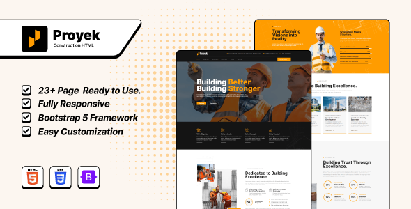 Proyek - Construction HTML Bootstrap 5 Template - Business Corporate