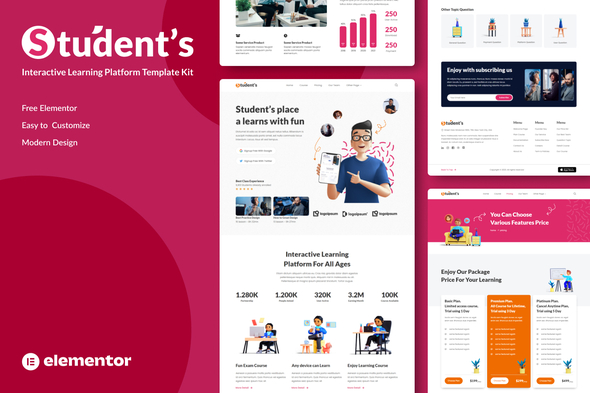 Students - Online e-Course Elementor Template Kit - Education Elementor