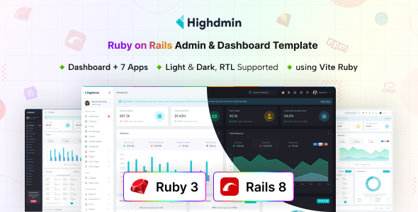Highdmin - Ruby on Rails Admin & Dashboard Template - Admin Templates Site Templates