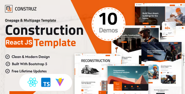 Construz - Construction React js Template - Business Corporate