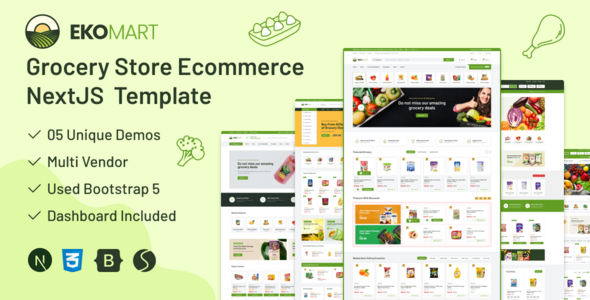 Ekomart - eCommerce React NextJS Template + Admin Dashboard - Food Retail