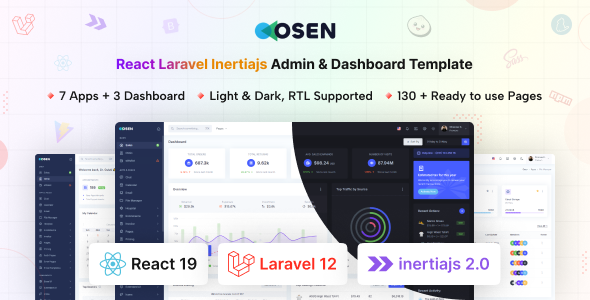 Osen - React 19 + Laravel 12 & Inertia.js 2.0 Admin Dashboard Template - Admin Templates Site Templates