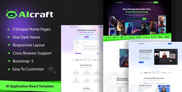 AIcraft - AI React Template - Technology Site Templates