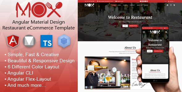 Mox - Angular 20 Material Design Restaurant eCommerce Template + Admin ...