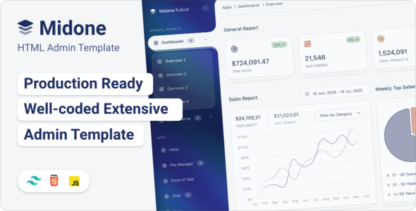 Midone - Tailwind 4+ HTML Admin Dashboard Template - Admin Templates Site Templates