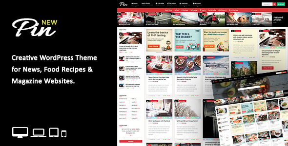 Pin = Pinterest Style / Personal Masonry Blog / Front-end Submission - Personal Blog / Magazine
