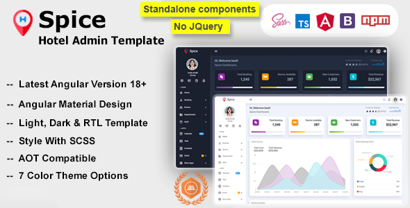Spice - Angular 20+ Hotel Admin Dashboard Template - Admin Templates Site Templates