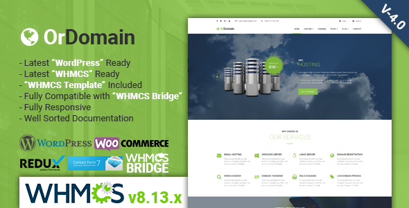 OrDomain | Responsive WHMCS Hosting WordPress Theme - Hosting Technology