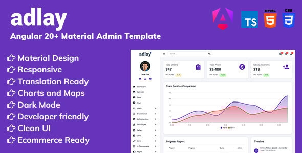 Adlay - Angular 20+ Material Admin Template - Admin Templates Site Templates