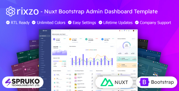 Rixzo - Nuxt Bootstrap Admin Dashboard Template - Admin Templates Site Templates