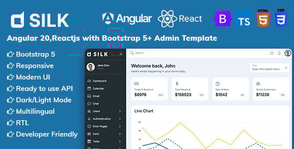 Silk - Angular 20+ & Reactjs Admin Dashboard Template - Admin Templates Site Templates