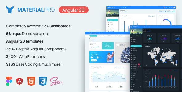 MaterialPro Angular 20 Admin Template - Admin Templates Site Templates