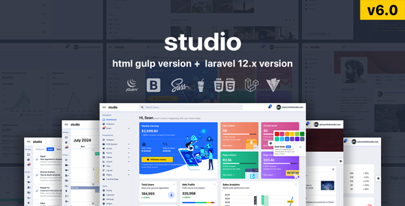 Studio - HTML & Laravel 12.x Bootstrap 5 Admin Template - Admin Templates Site Templates