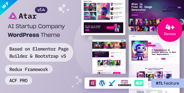 Atar - AI Startup & Technology Company Elementor WordPress Theme - Technology WordPress