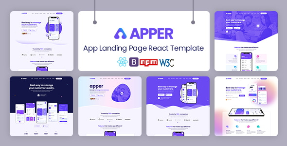 APPER - App Landing Page React Template - Technology Site Templates