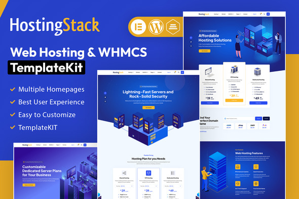 HostingStack - Web Hosting Elementor Template Kit - Technology & Apps Elementor