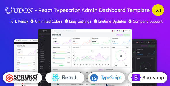 Udon - Typescript React Admin Dashboard Bootstrap Template - Admin Templates Site Templates