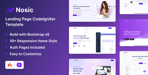 Nosic - Responsive Landing Page CodeIgniter Template - Landing Pages Marketing