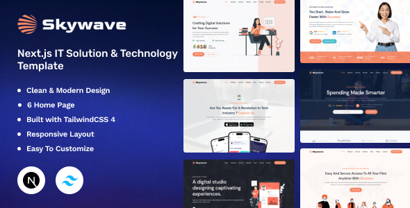 Skywave - Next.js Solution & Technology TailwindCSS 4 Template - Next.js Jamstack