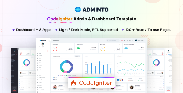 Adminto - CodeIgniter Admin Dashboard Template - Admin Templates Site Templates