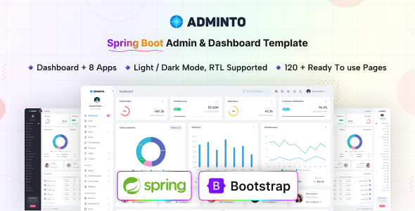 Adminto - Spring Boot Admin Dashboard Template - Admin Templates Site Templates