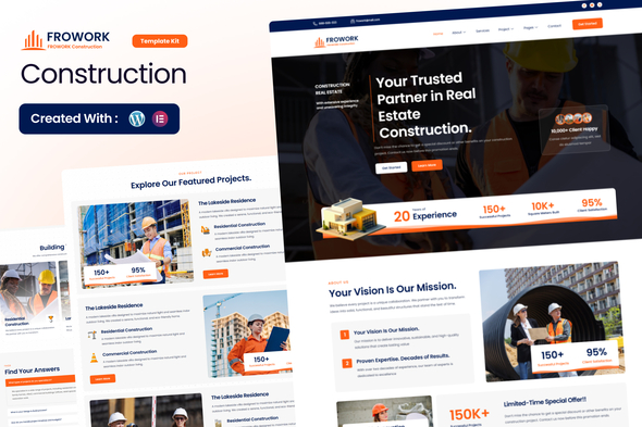 Frowork - Construction Elementor Template Kit - Real Estate & Construction Elementor