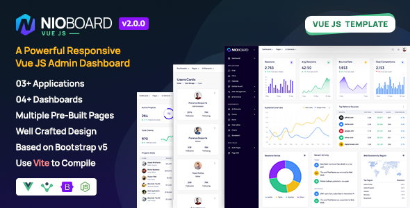 NioBoard - VueJS Bootstrap Admin Dashboard Template - Admin Templates Site Templates